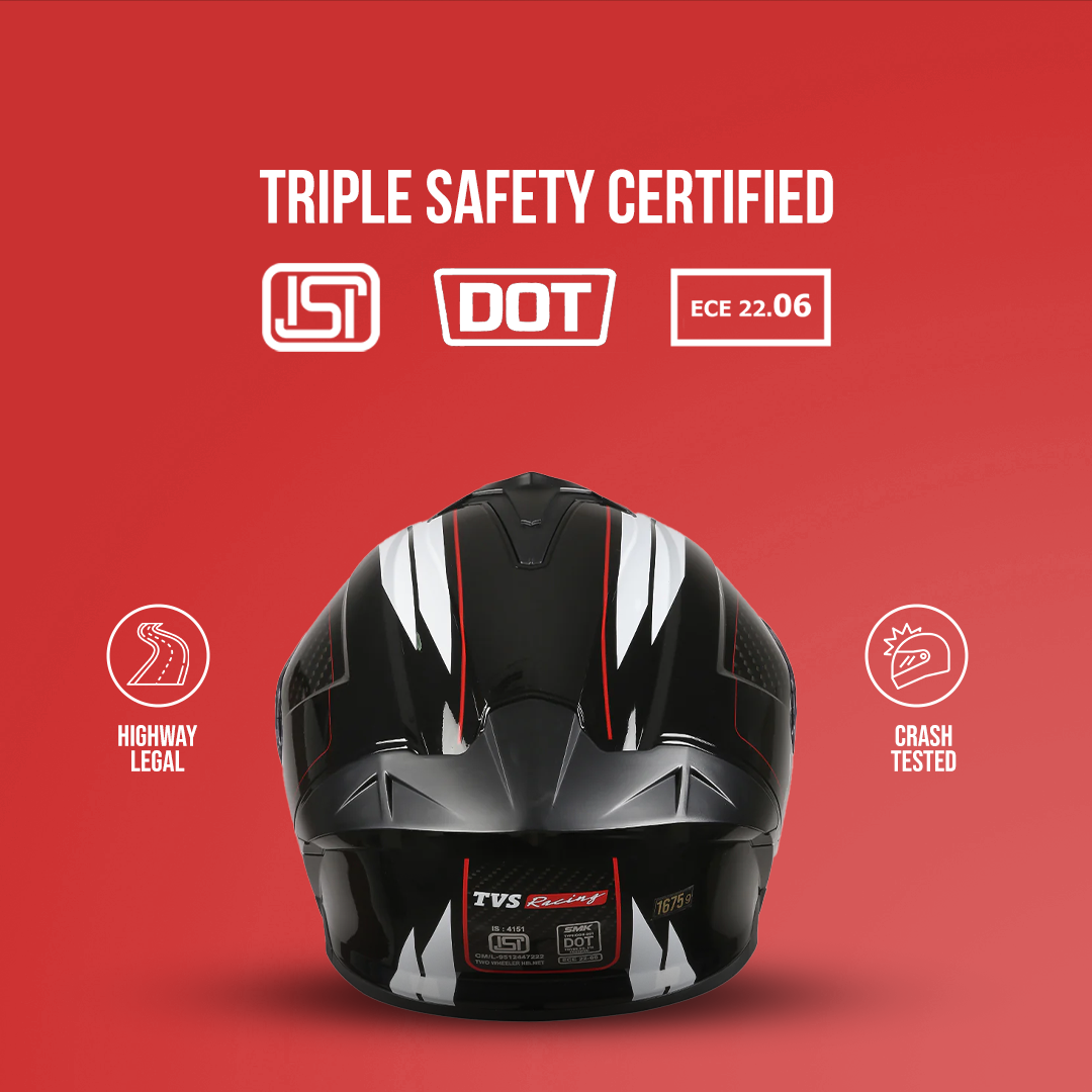 TVS Racing Hurricane Helmet Full-Face, Aerodynamic Design